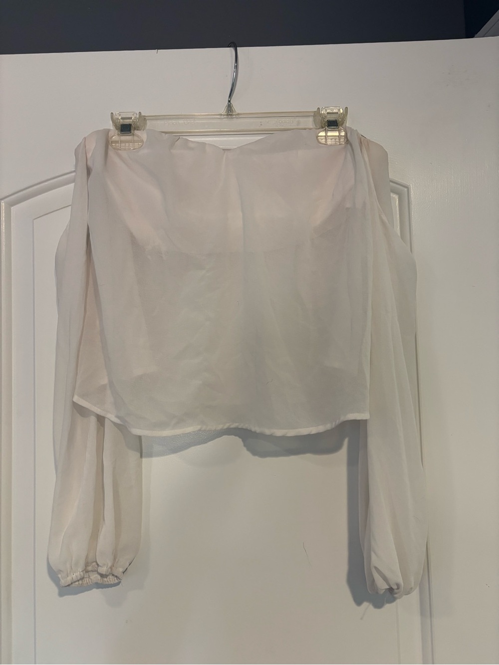 Women's Off-Shoulder Long Sleeve Blouse - White